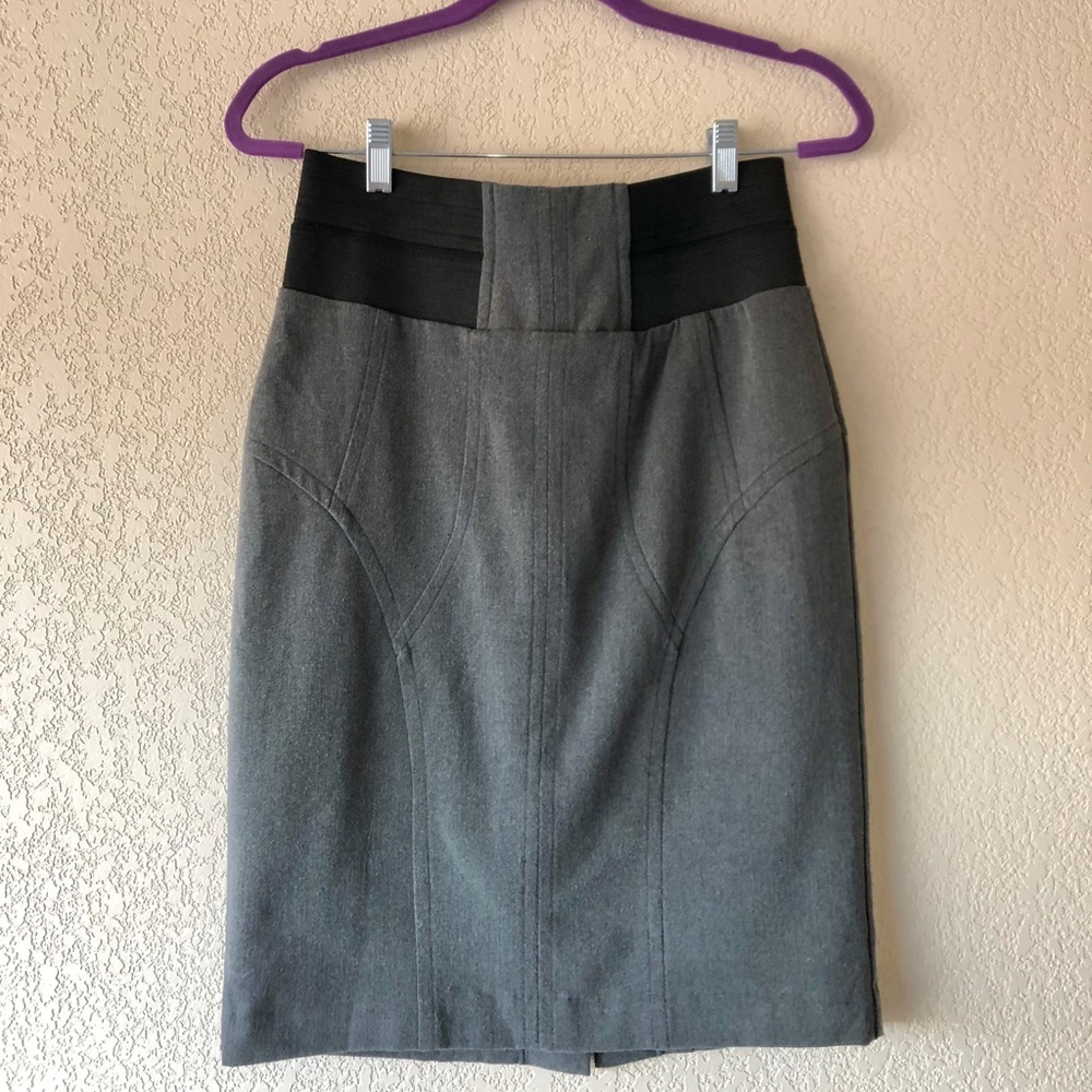 Worthington Grey Pencil Skirt with Elastic Waist
